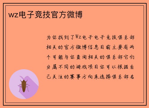 wz电子竞技官方微博